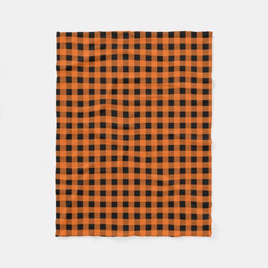 Orange und schwarzer Gingham überprüftes Muster Fleecedecke (Vorderseite)