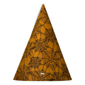 Orange und schwarzer Grunge-Spinnennetz-Party-Hut Partyhütchen (Links)