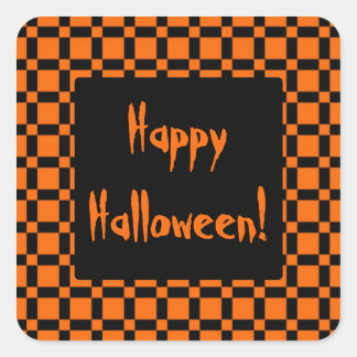 Orange- und schwarzer Halloween-Aufkleber Quadratischer Aufkleber
