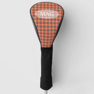 Orange und schwarzer karierter Karo Golf Headcover