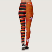 Orange und schwarzer Streifen mit Personalisiertem Leggings (Rückseite)