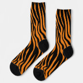 Orange und schwarzer Zebrastreifen Socken (Linkes Detail)