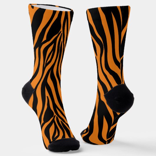 Orange und schwarzer Zebrastreifen Socken (Gewinkelt)