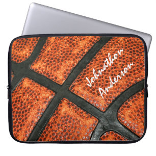 Orange und schwarzes Basketball-Muster mit Laptopschutzhülle