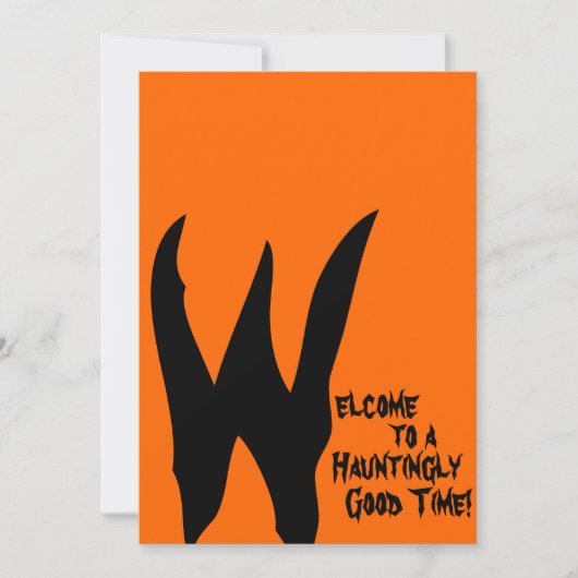Orange und schwarzes gespenstisches einladung (Vorderseite)
