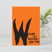 Orange und schwarzes gespenstisches einladung (Stehend Vorderseite)