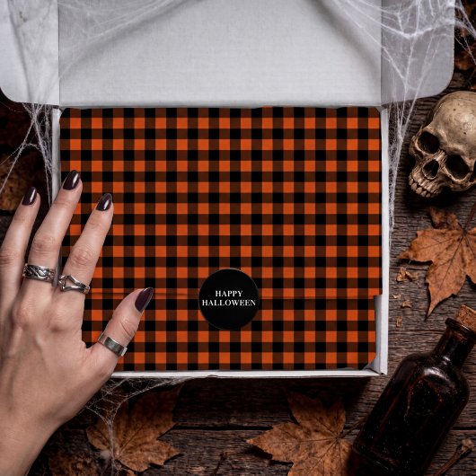 Orange und schwarzes Gingham-Karo-Kontrollmuster Seidenpapier