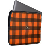 Orange und schwarzes Gingham Laptopschutzhülle (Vorne Rechts)