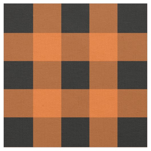 Orange und schwarzes Gingham-Muster-Gewebe Stoff (Nahaufnahme)
