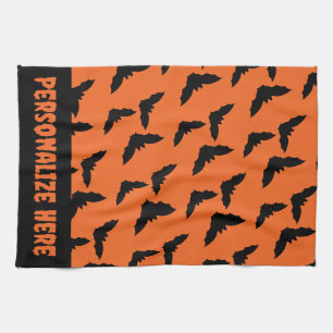 Orange und Schwarzes Halloween Geschirrtuch