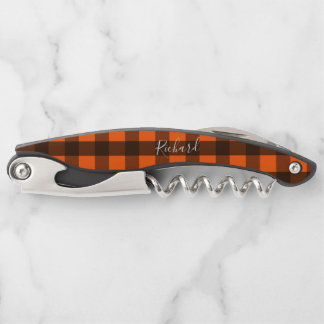 Orange und schwarzes Karo Kellnermesser
