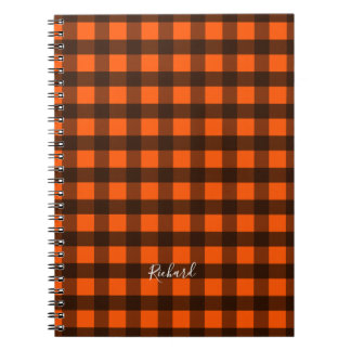 Orange und schwarzes Karo Notizblock