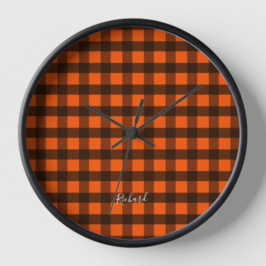 Orange und schwarzes Karo Uhr (Vorderseite)