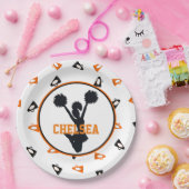 Orange und schwarzes Megaphon-Cheerleader-Party Pappteller (Party)