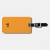 Orange und schwarzes modernes Monogramm Gepäckanhänger (Vorderseite horizontal)