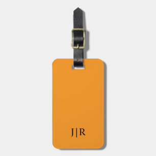 Orange und schwarzes modernes Monogramm  Gepäckanhänger