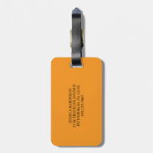 Orange und schwarzes modernes Monogramm Gepäckanhänger (Rückseite vertikal)