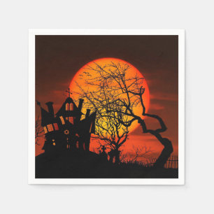 Orange und schwarzes Party Halloweens Serviette