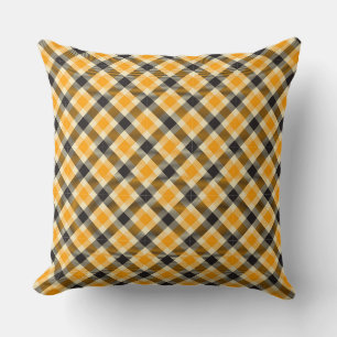 Orange und schwarzes Tartan-Karomuster 2 Quadratki Kissen