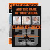 Orange und schwarzes Team färbt Sport-Abschluss Einladung (Vorne/Hinten)