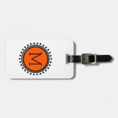 Orange und schwarzes Tupfen-Monogramm Gepäckanhänger (Vorderseite horizontal)