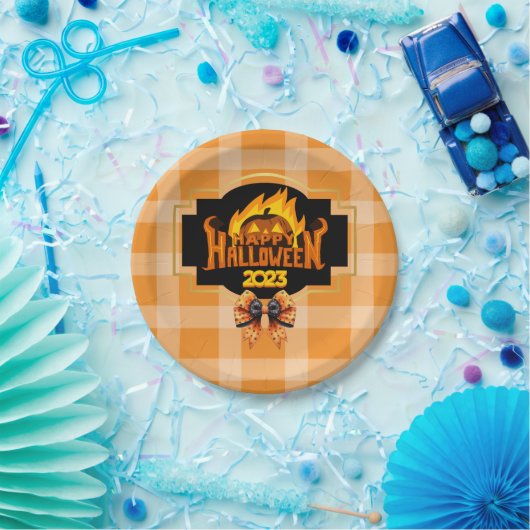 ORANGE- UND SCHWARZPATTERILLUSTRATION HALLOWEEN PAPPTELLER (Party)