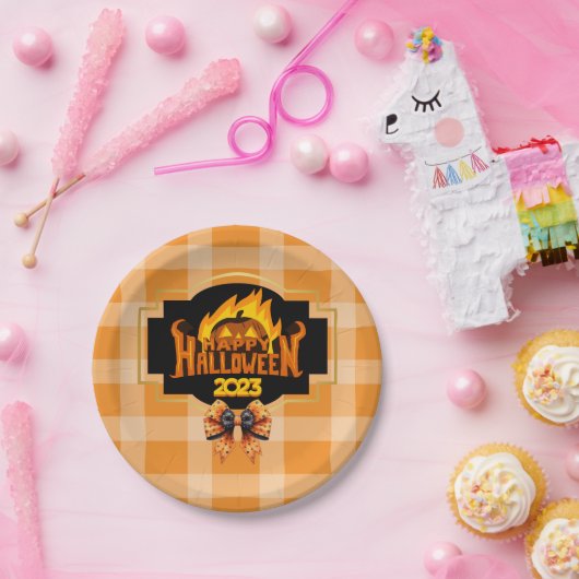 ORANGE- UND SCHWARZPATTERILLUSTRATION HALLOWEEN PAPPTELLER (Party)