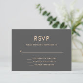 Orange und Smoky Grau | World Map Wedding RSVP (Stehend Vorderseite)