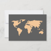 Orange und Smoky Grau | World Map Wedding RSVP (Rückseite)