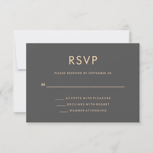Orange und Smoky Grau | World Map Wedding RSVP Karte (Vorderseite)