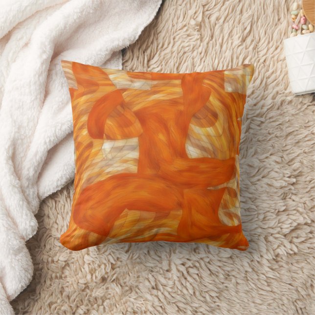 Orange und Tan Abstrakt Art Throw Kissen (Decke)