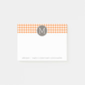 Orange und Taupe Hahnentrittmuster Muster Monogram Post-it Klebezettel (Vorderseite)