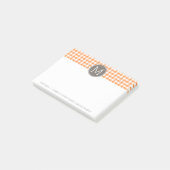 Orange und Taupe Hahnentrittmuster Muster Monogram Post-it Klebezettel (angewinkelt)