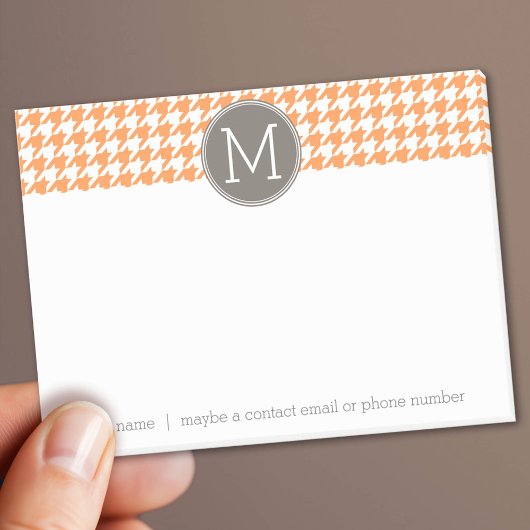 Orange und Taupe Hahnentrittmuster Muster Monogram Post-it Klebezettel