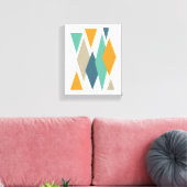 Orange und Türkis Blue Diamonds Mitte des Jahrhund Leinwanddruck (Insitu (Wohnzimmer))