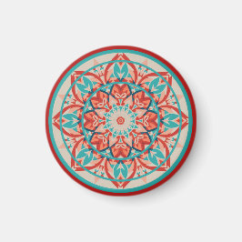 Orange- und Türkis-Boho-Mandala Magnet