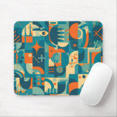 Orange und Türkis Geometrisch Abstrakt Mousepad (Mit Mouse)