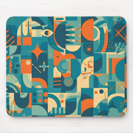 Orange und Türkis Geometrisch Abstrakt Mousepad (Vorne)