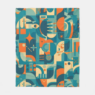 Orange und Türkis Geometrisches Abstrakt Fleecedecke