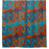 Orange und Türkis Swirl abstrakt Duschvorhang (Vorderseite)