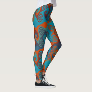 Orange und Türkis Swirl abstrakt Leggings