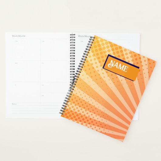 Orange und violett gepunktetes gestreiftes Muster Planer (Anzeige)