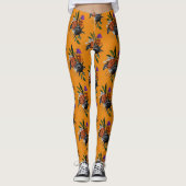 Orange- und violette Blüte Leggings (Vorderseite)