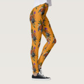 Orange- und violette Blüte Leggings (Rechts)