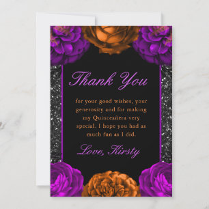 Orange- und violette Herbstblumen Halloween Quince Dankeskarte