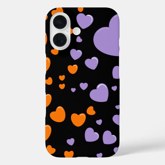orange und violette Herzen Punkte Case-Mate iPhone Hülle (Rückseite)