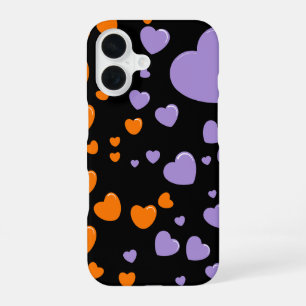 orange und violette Herzen Punkte iPhone 16 Hülle