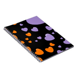orange und violette Herzen Punkte Notizblock