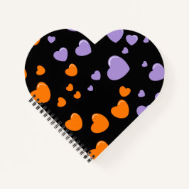 orange und violette Herzen Punkte Notizblock