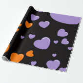 orange- und violettes Herz-Muster Geschenkpapier (Ungerollt)